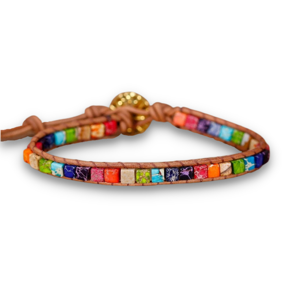 Bracelet Bohémien Sept Chakras en Jaspe "Épanouissement & Estime de soi"