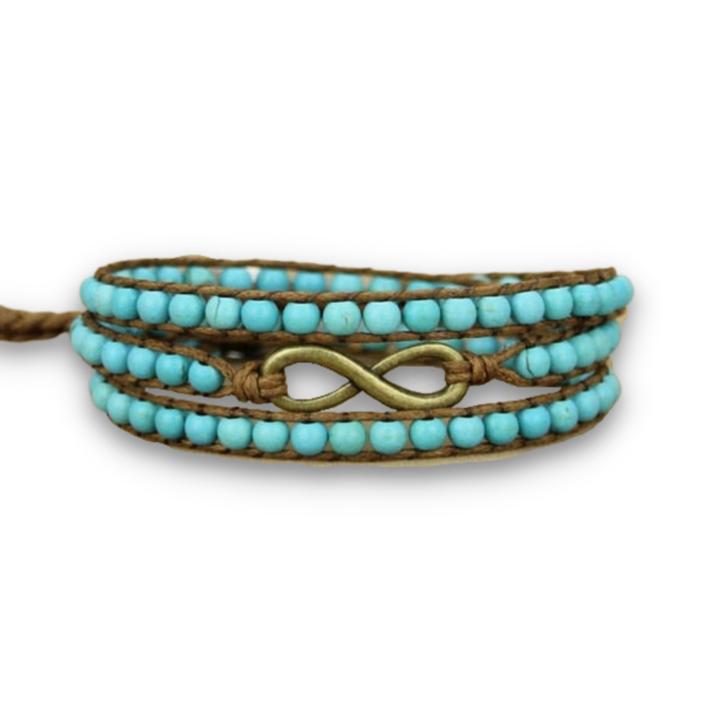 Bracelet Bohémien en Turquoise bleue "Sérénité & Bien être" - Infini