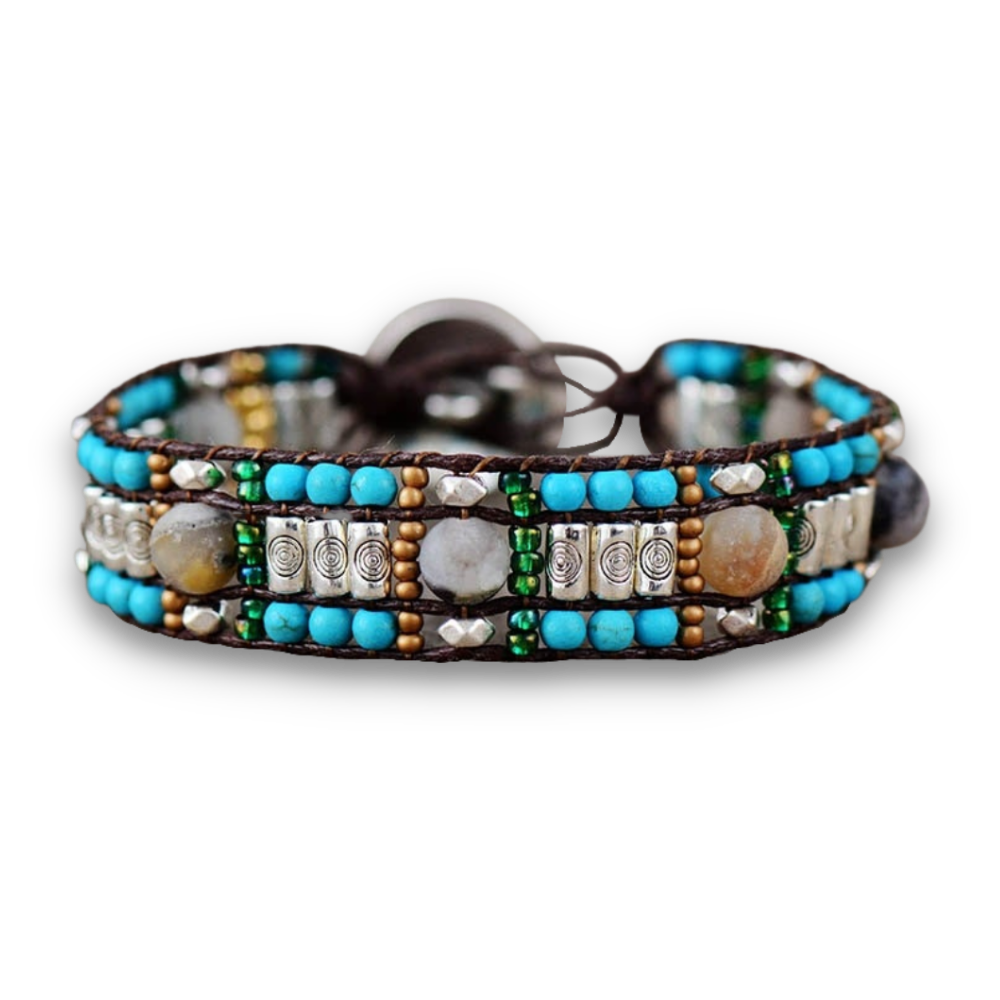 Bracelet Bohémien en Jaspe et Turquoise bleue "Épanouissement & Estime de soi"