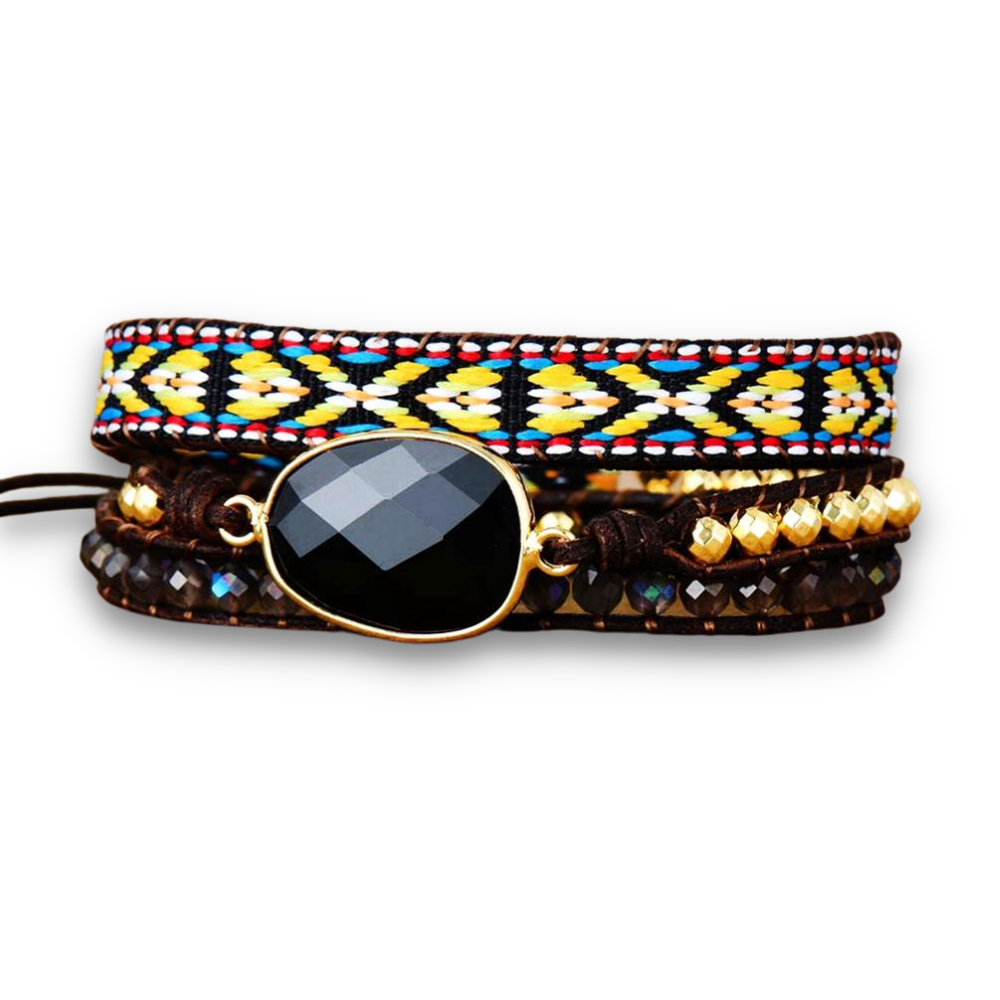 Bracelet Bohémien en Onyx "Stabilité & Maîtrise de soi"