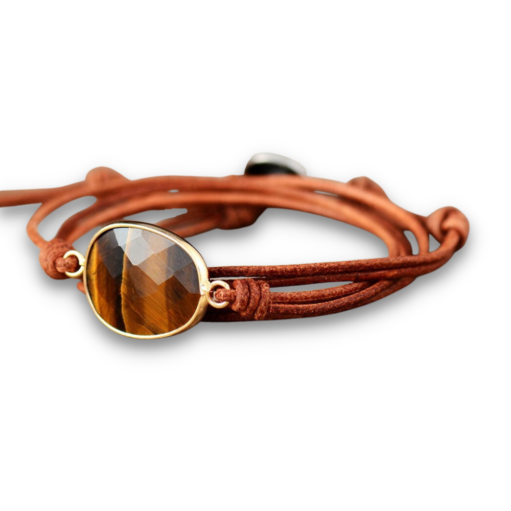 Bracelet en Oeil de tigre "Courage & Audace" - Cabochon