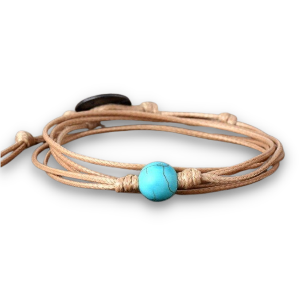 Bracelet Bohémien en Turquoise bleue "Sérénité & Bien être"