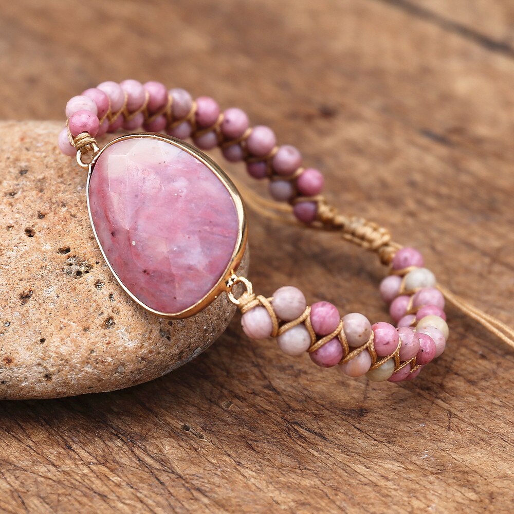 Bracelet Yoga en Rhodonite "Amour & Bienveillance" - Cabochon