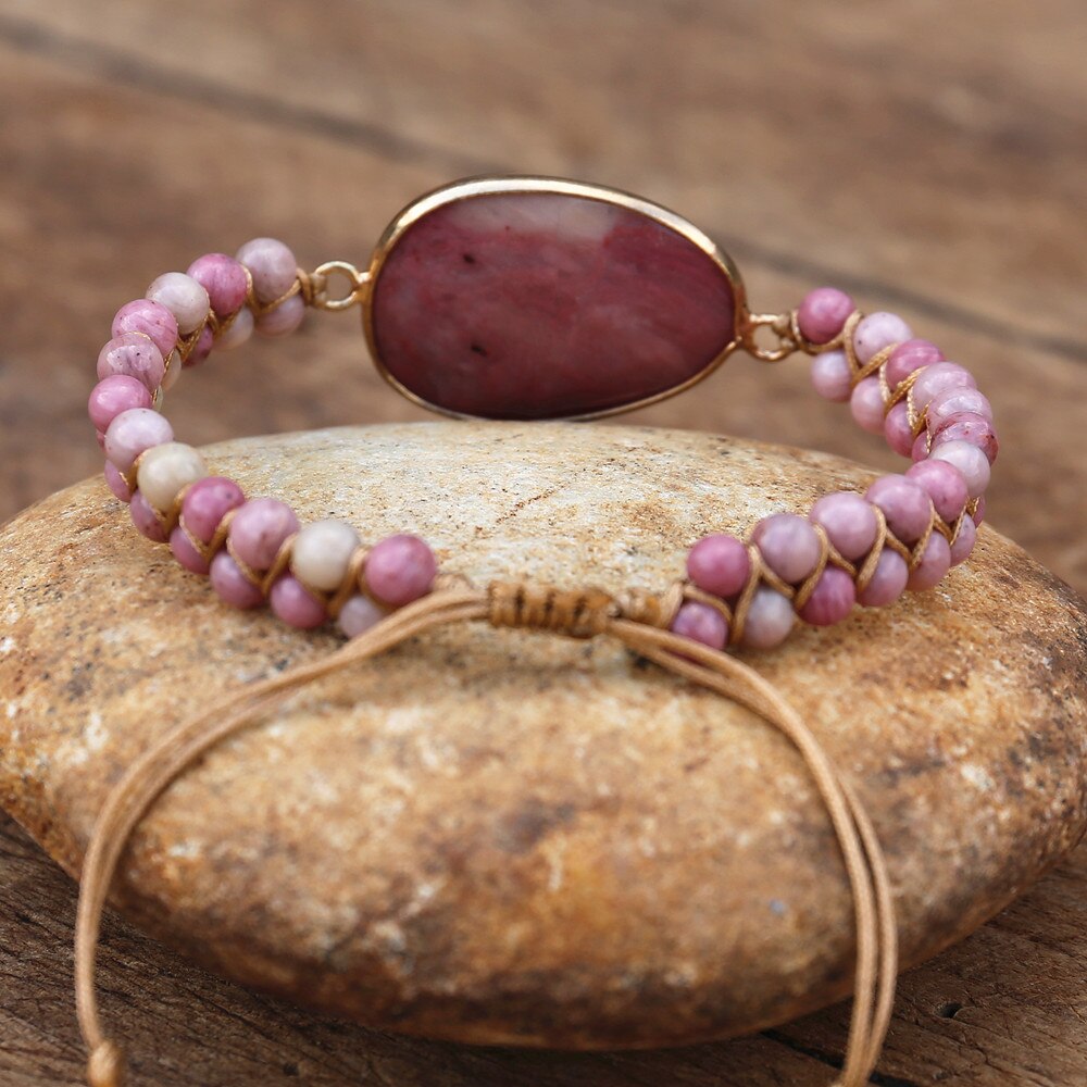 Bracelet Yoga en Rhodonite "Amour & Bienveillance" - Cabochon