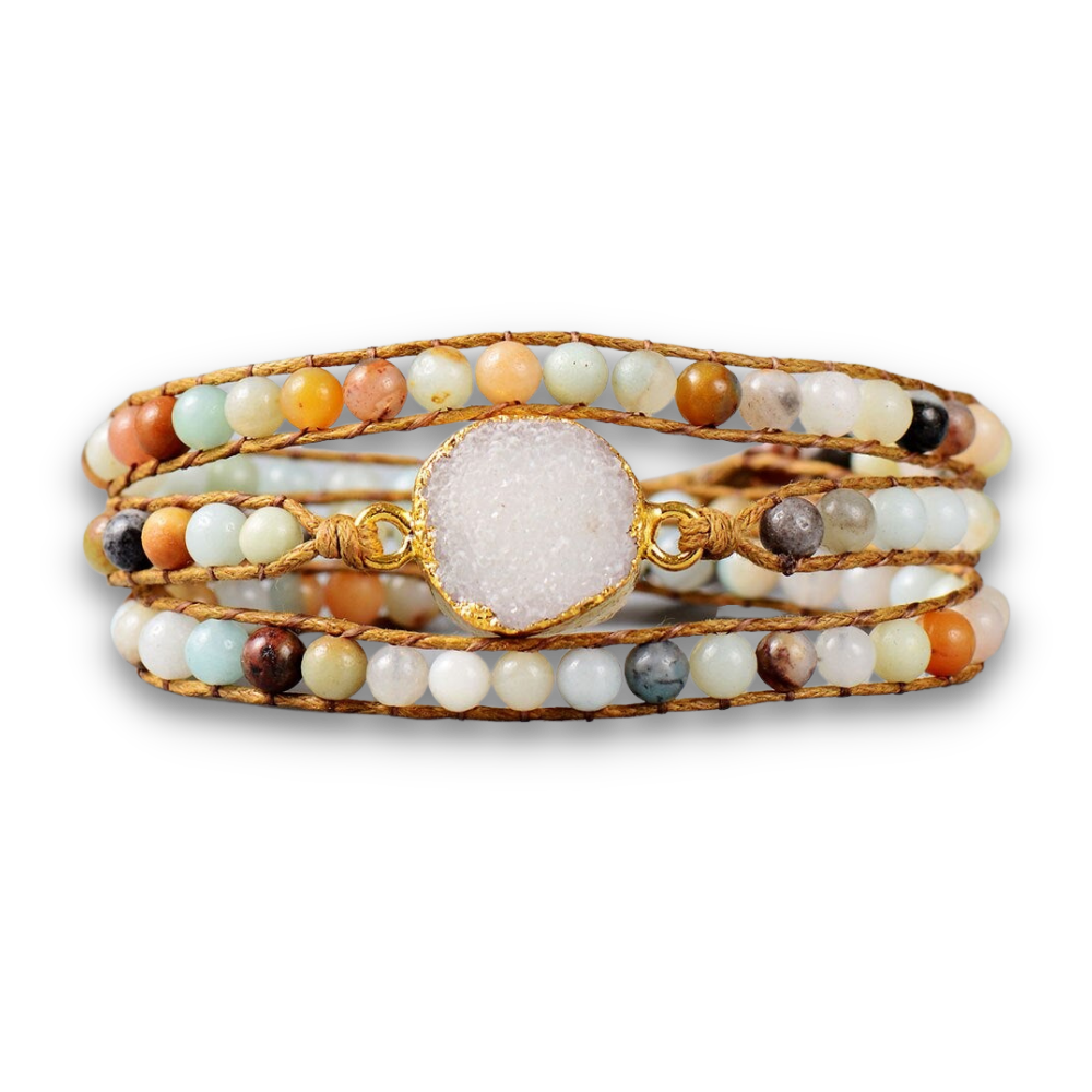 Bracelet Bohémien en Amazonite "Paix & Courage" - Druzy