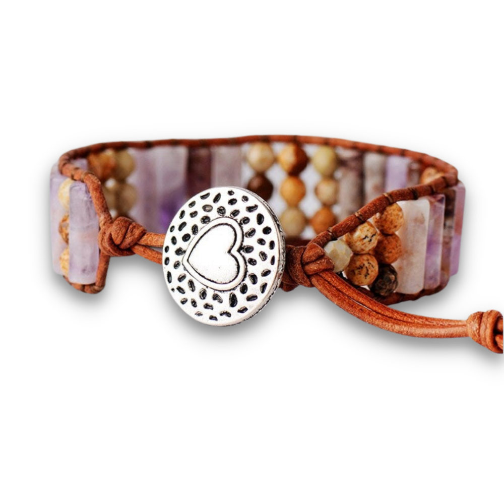 Bracelet Bohémien en Améthyste et Jaspe "Force & Sagesse"