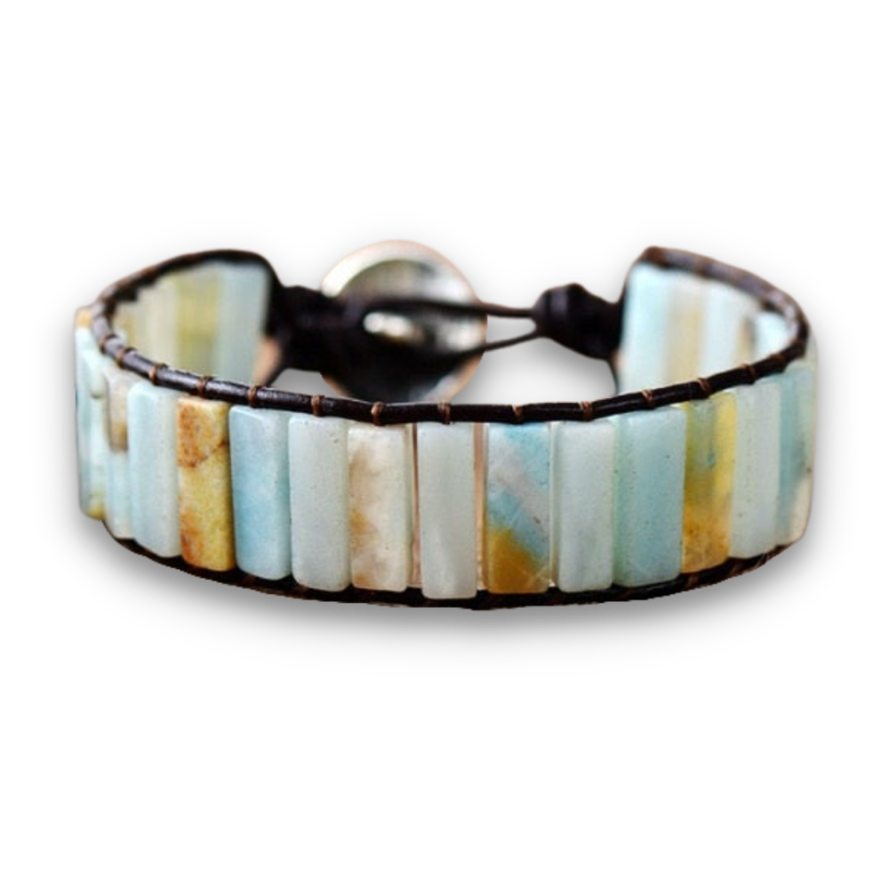 Bracelet Bohémien en Amazonite "Paix & Courage"