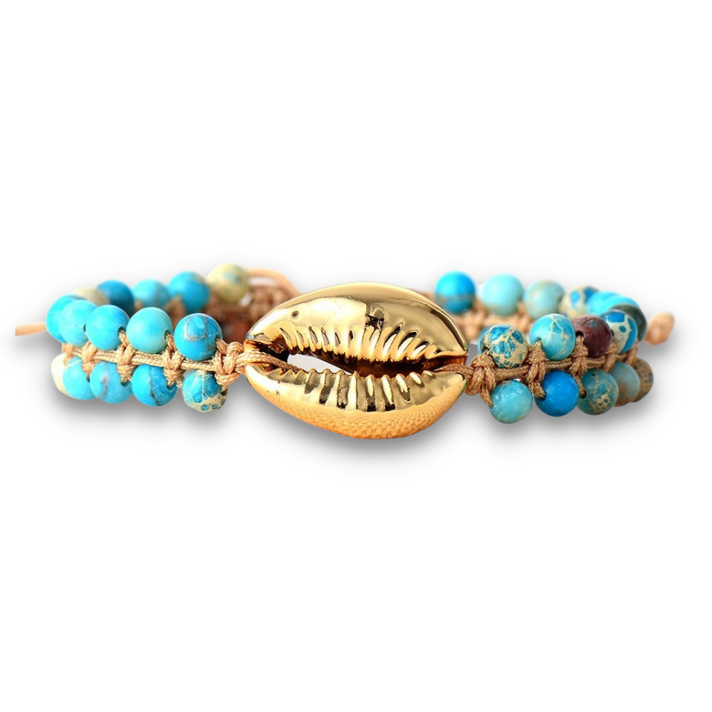 Bracelet en Turquoise bleue "Sérénité & Bien être" - Coquillage