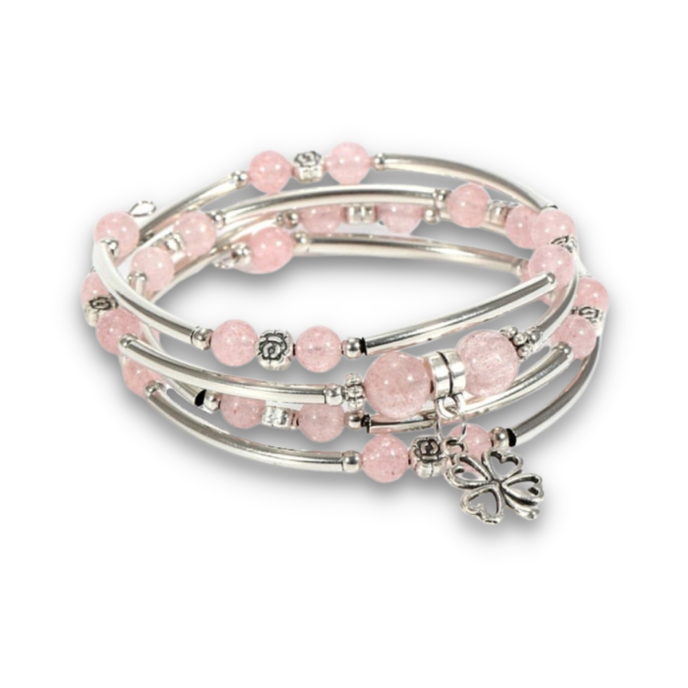 Bracelet en Quartz fraise "Légèreté & Amour"