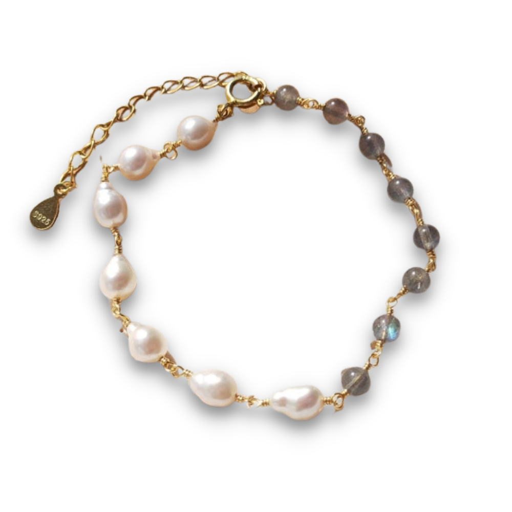 Bracelet en Perle et Labradorite "Discrétion & Modestie"