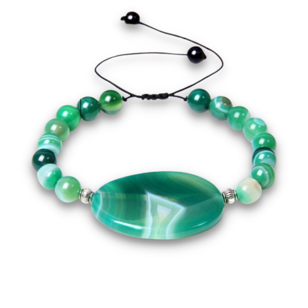 Bracelet en Agate verte "Équilibre & Fertilité" - Ajustable