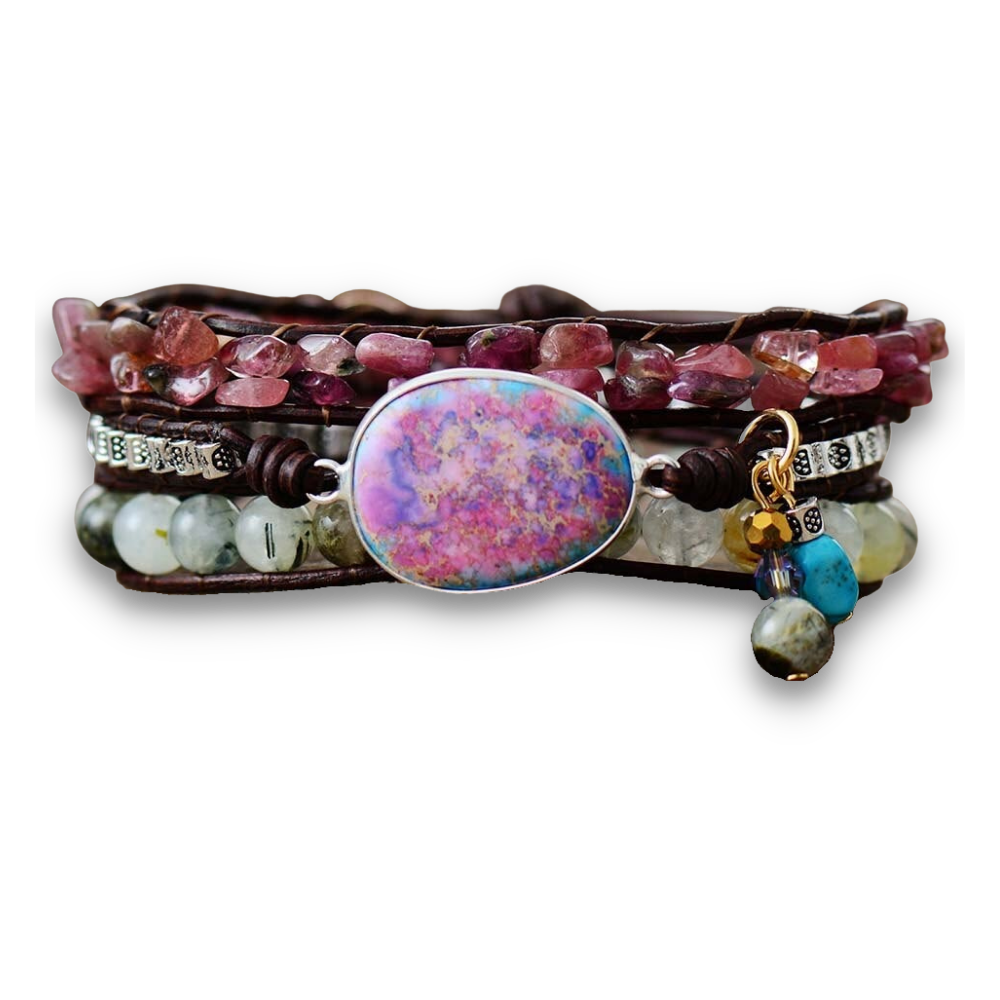 Bracelet Bohémien en Tourmaline et Jaspe "Joie & Bonheur"