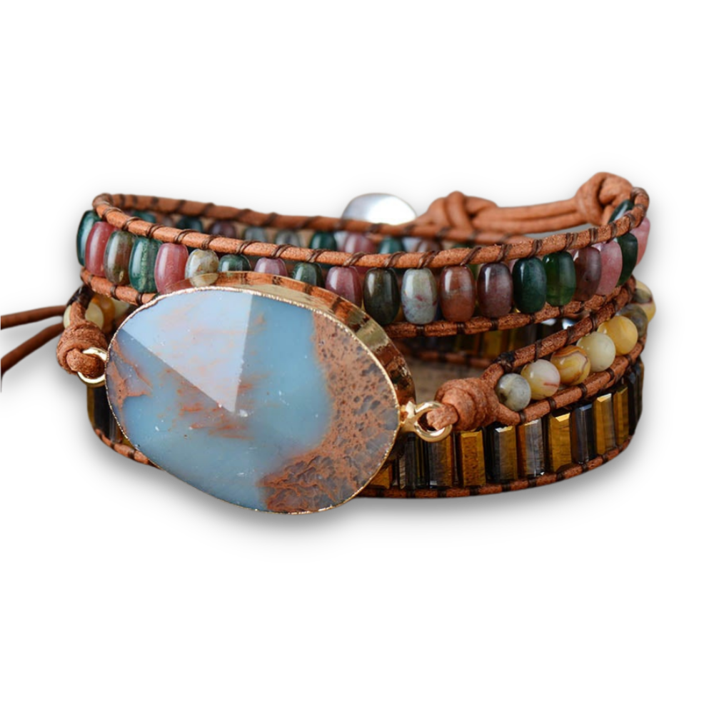 Bracelet Bohémien en Jaspe et Agate "Épanouissement & Estime de soi" - Cabochon