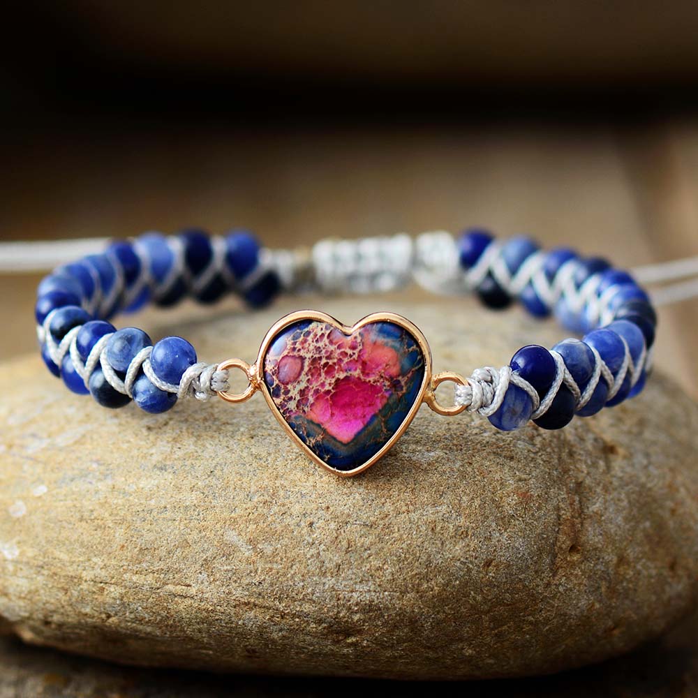 Bracelet en Sodalite "Humilité & Courage" - Coeur