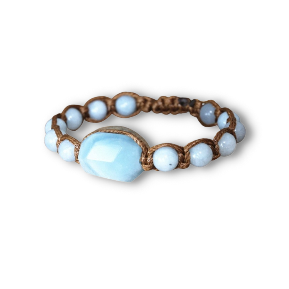 Bracelet Shamballa en Aigue Marine "Jeunesse & Guérison"