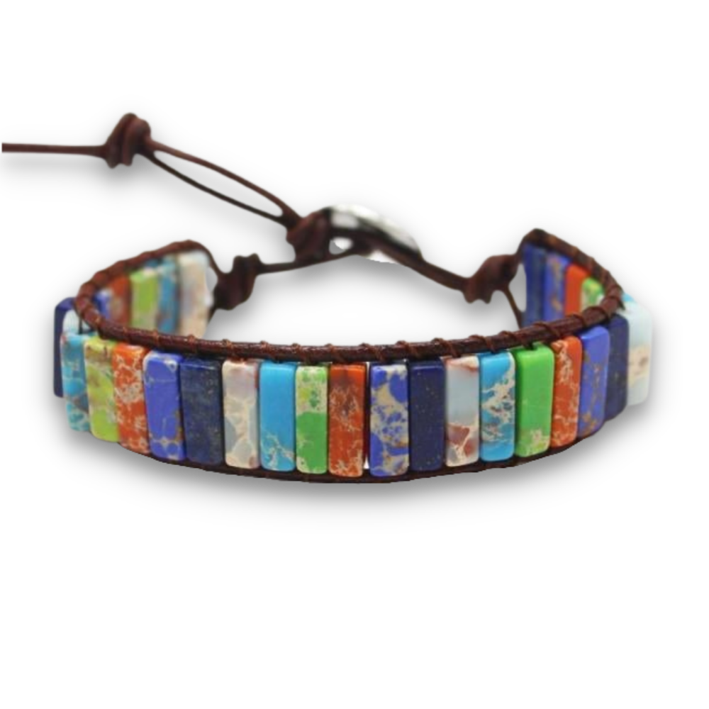 Bracelet Bohémien Sept Chakras en Jaspe "Épanouissement & Estime de soi"