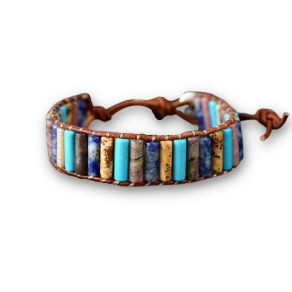 Bracelet Bohémien en Jaspe et Turquoise bleue "Épanouissement & Estime de soi"