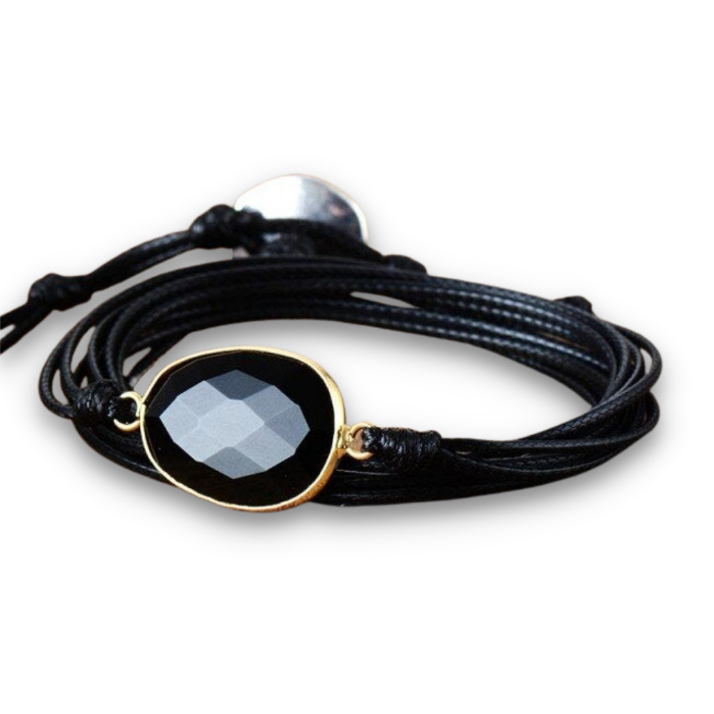 Bracelet Bohémien en Onyx "Stabilité & Maîtrise de soi" - Cabochon