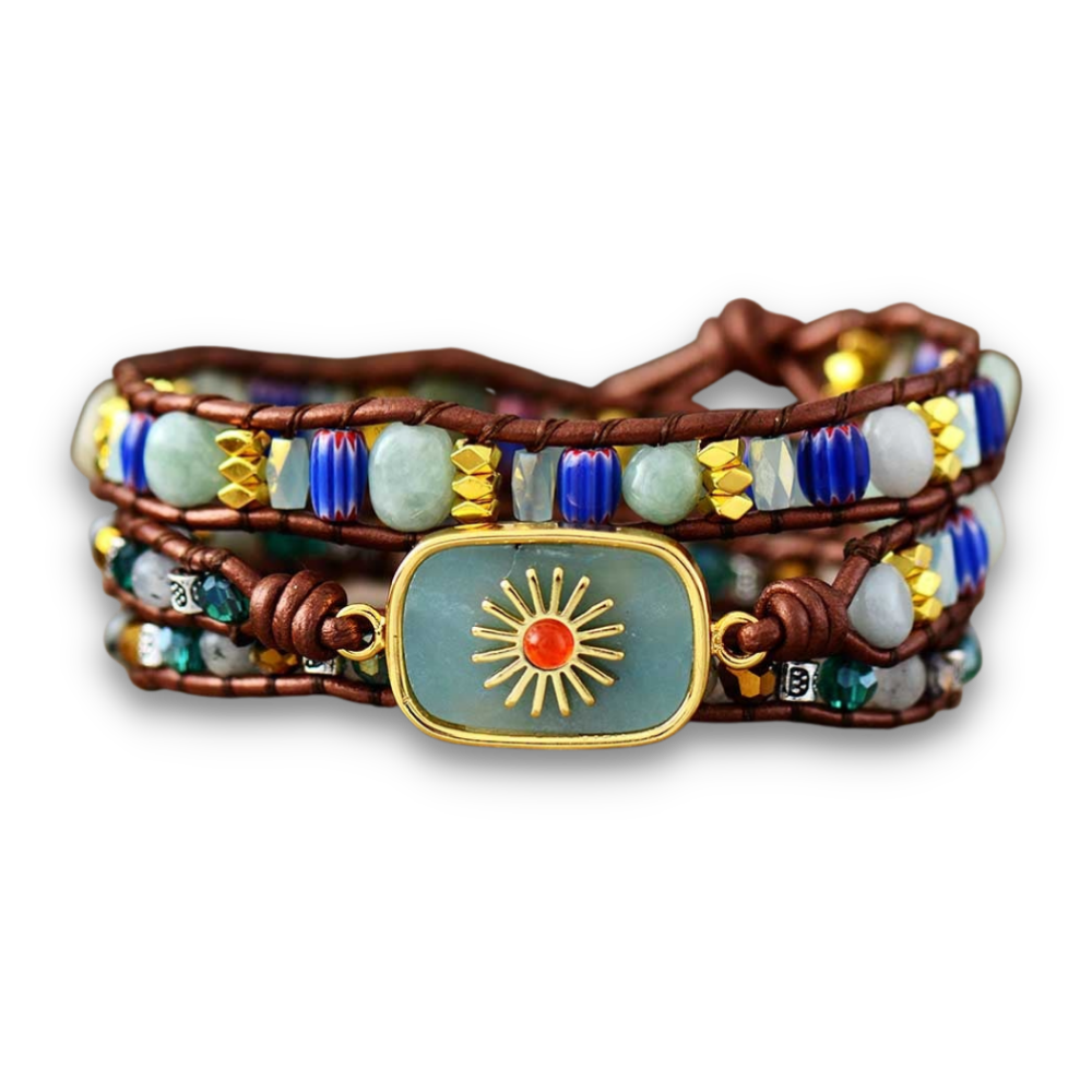 Bracelet Bohémien en Amazonite "Paix & Courage"