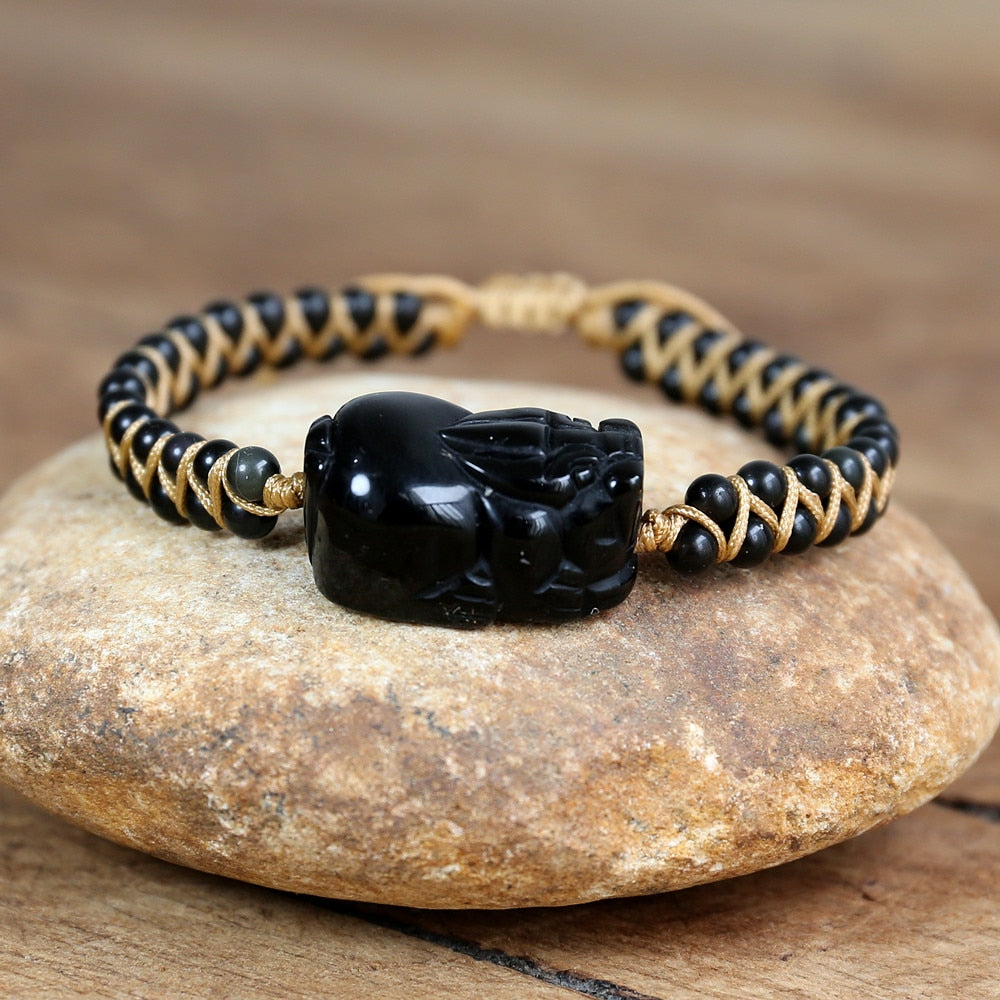 Bracelet Yoga en Obsidienne "Protection & Réconfort"