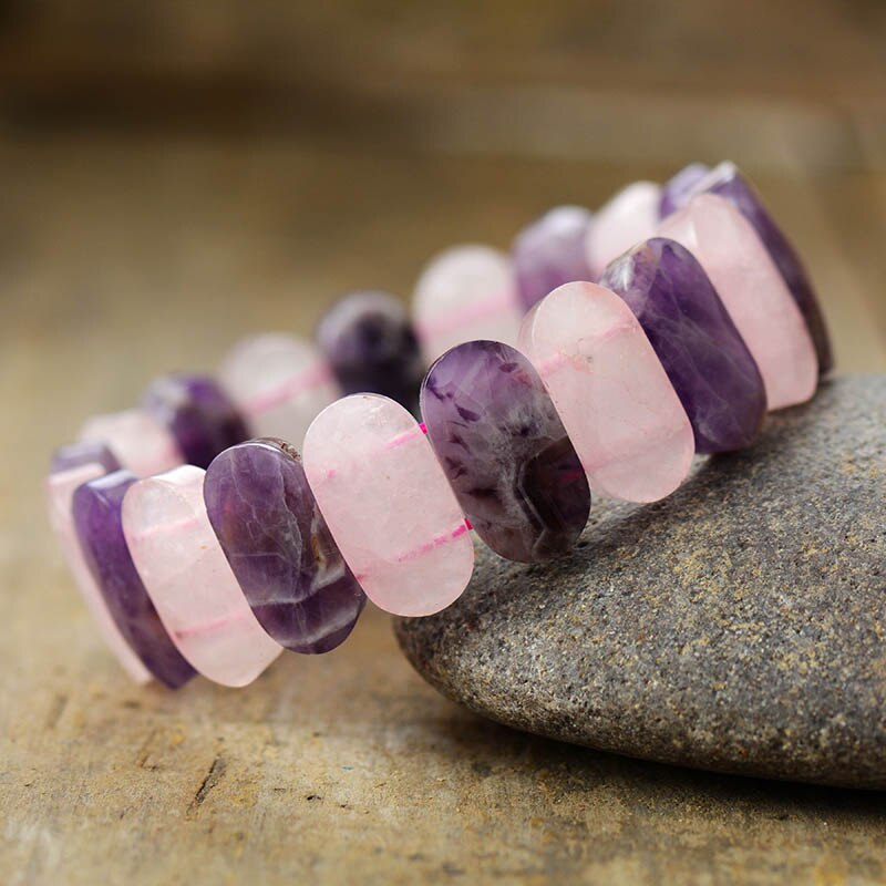 Bracelet en Améthyste et Quartz rose "Force & Sagesse"