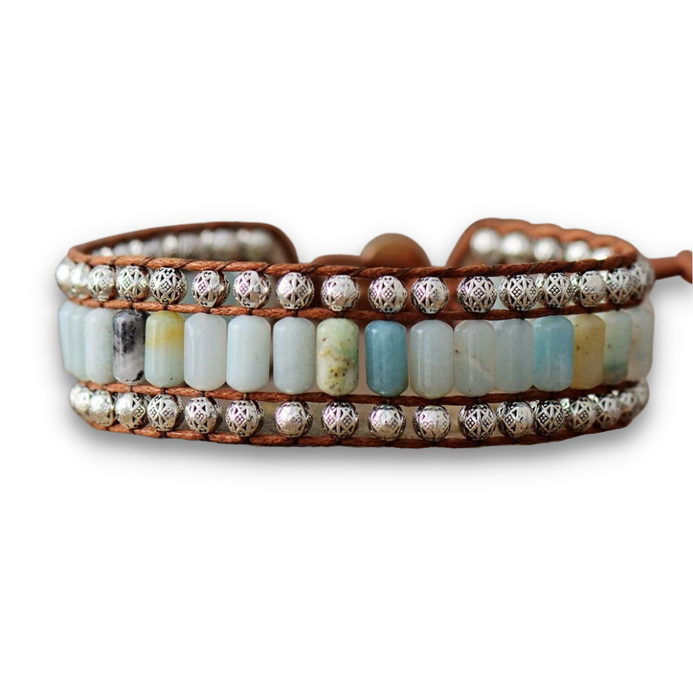 Bracelet Bohémien en Amazonite "Paix & Courage"