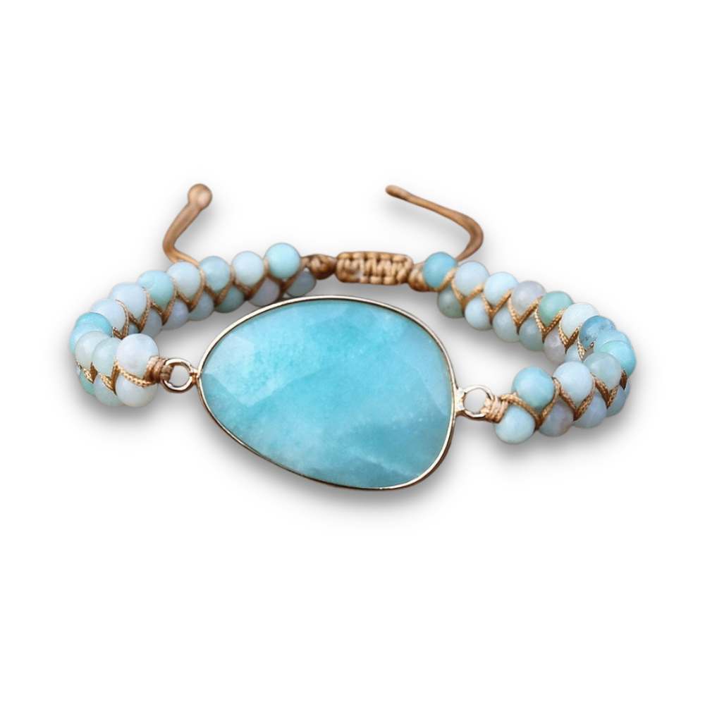 Bracelet Yoga en Amazonite "Paix & Courage" - Cabochon