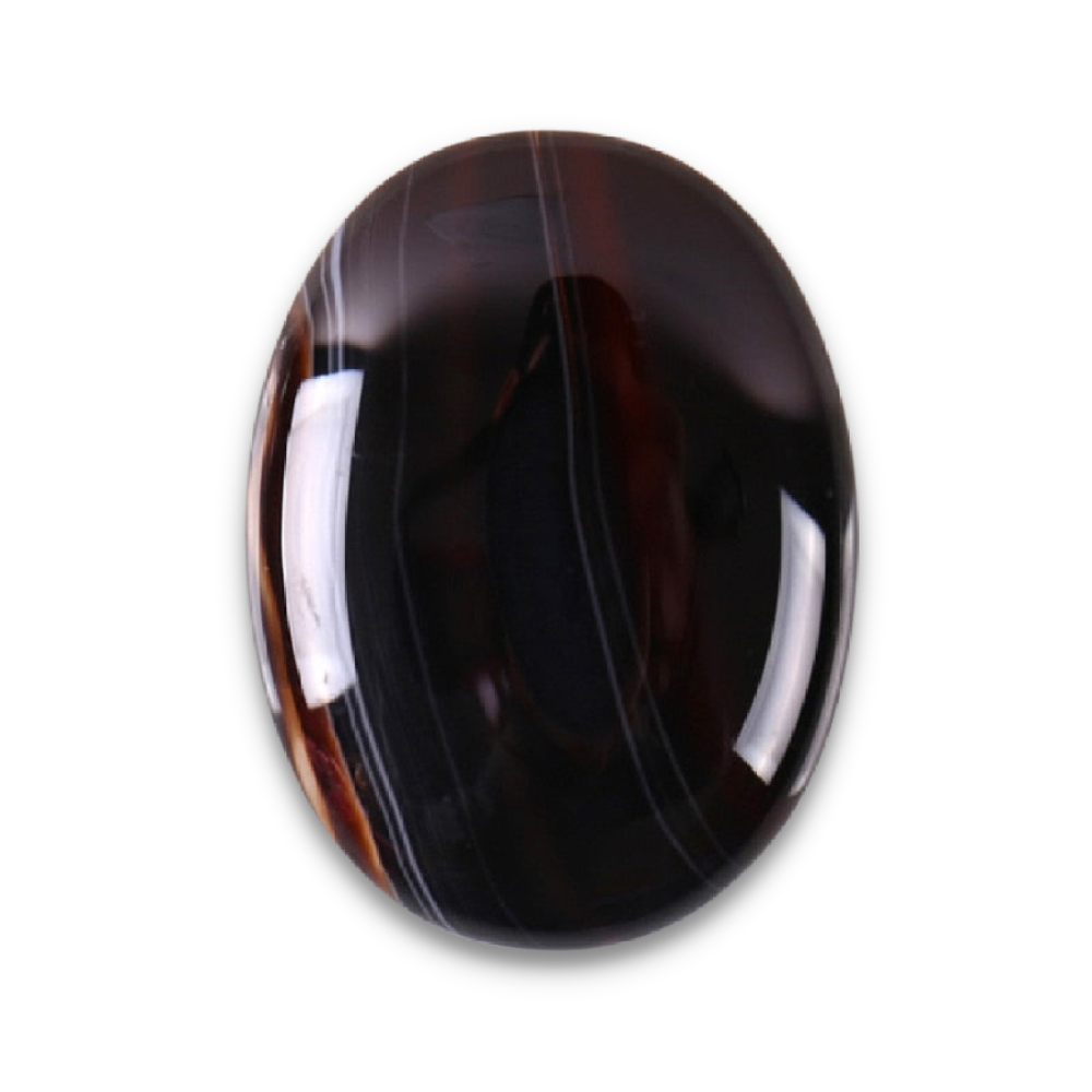 Cabochon en Agate noire "Persévérance & Protection"