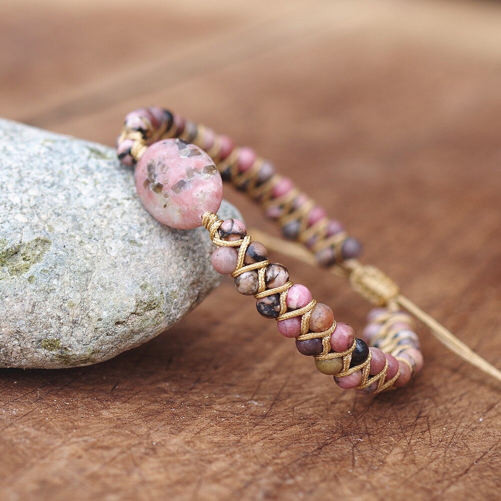 Bracelet Yoga en Rhodonite "Amour & Bienveillance"