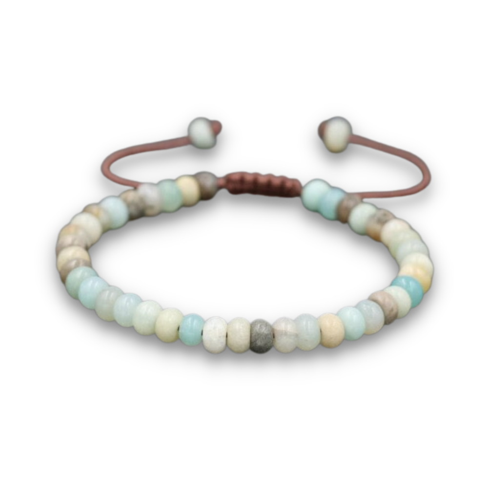 Bracelet en Amazonite "Paix & Courage" - Ajustable