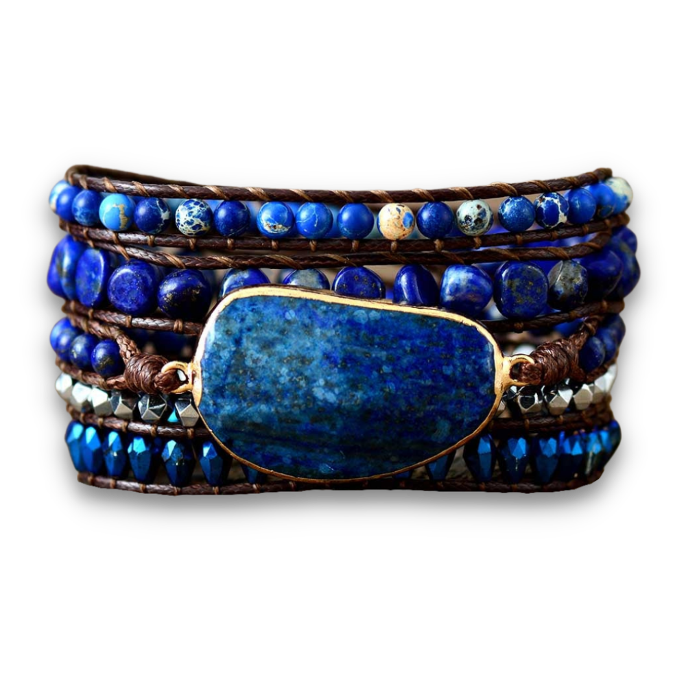 Bracelet Bohémien en Lapis Lazuli "Santé & Harmonie" - Cabochon