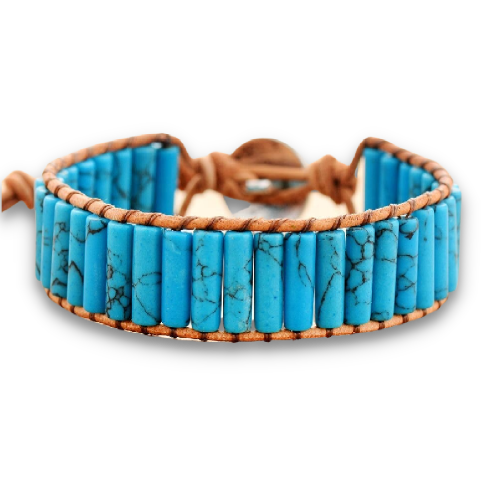 Bracelet Bohémien en Turquoise bleue "Sérénité & Bien être"