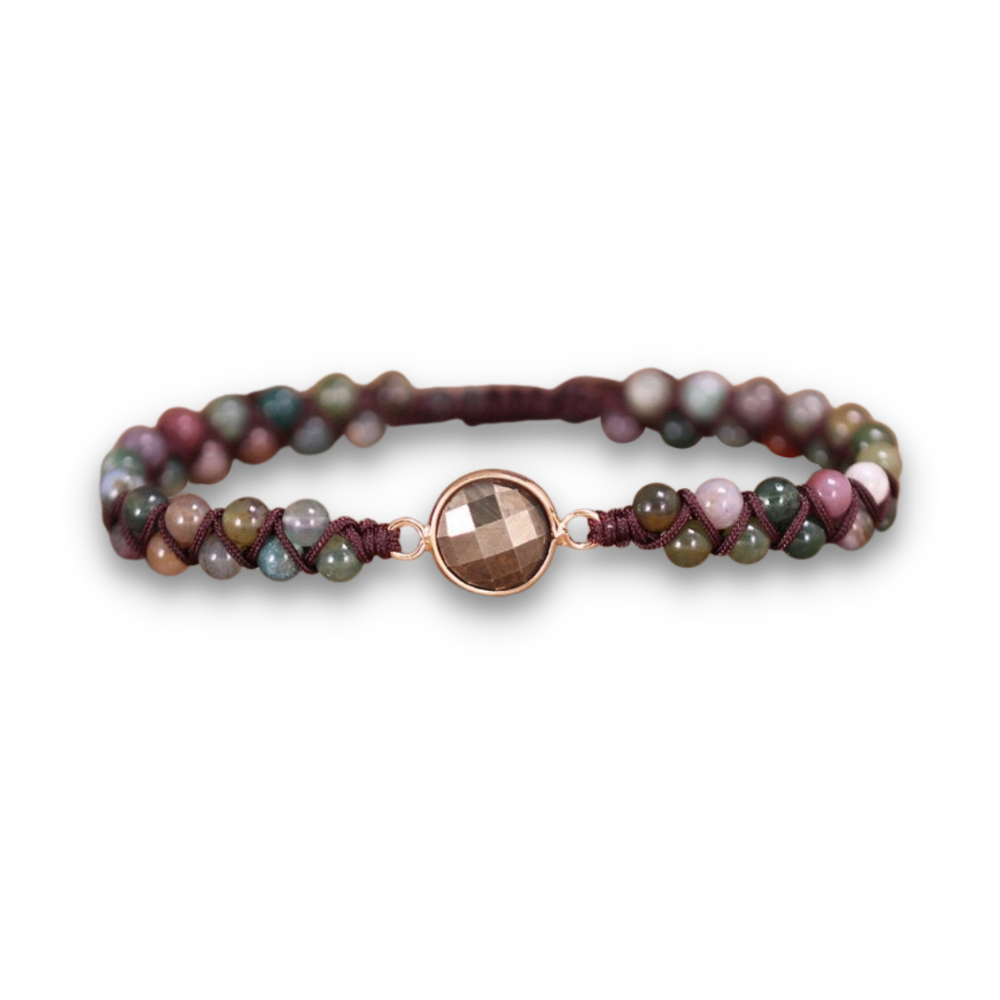 Bracelet Indien en Pyrite et Agate indienne "Rigueur & Concentration"