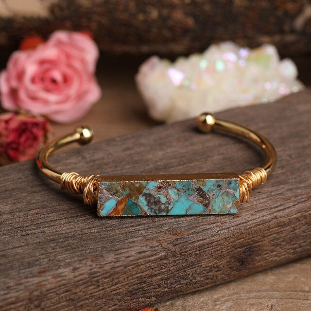 Bracelet en Turquoise bleue "Sérénité & Bien être"