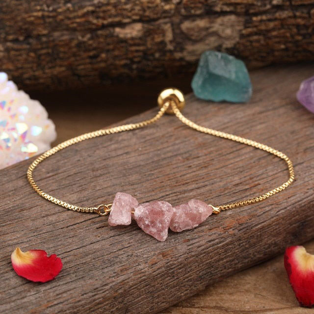 Bracelet en Quartz fraise "Légèreté & Amour"