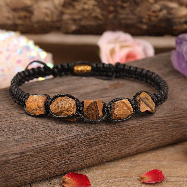 Bracelet Shamballa en Oeil de tigre "Courage & Audace"