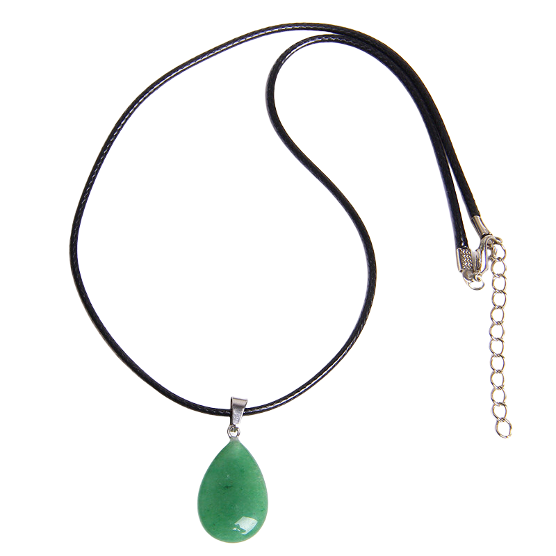 Cordon et son Pendentif en Aventurine "Chance & Fortune" - Goutte