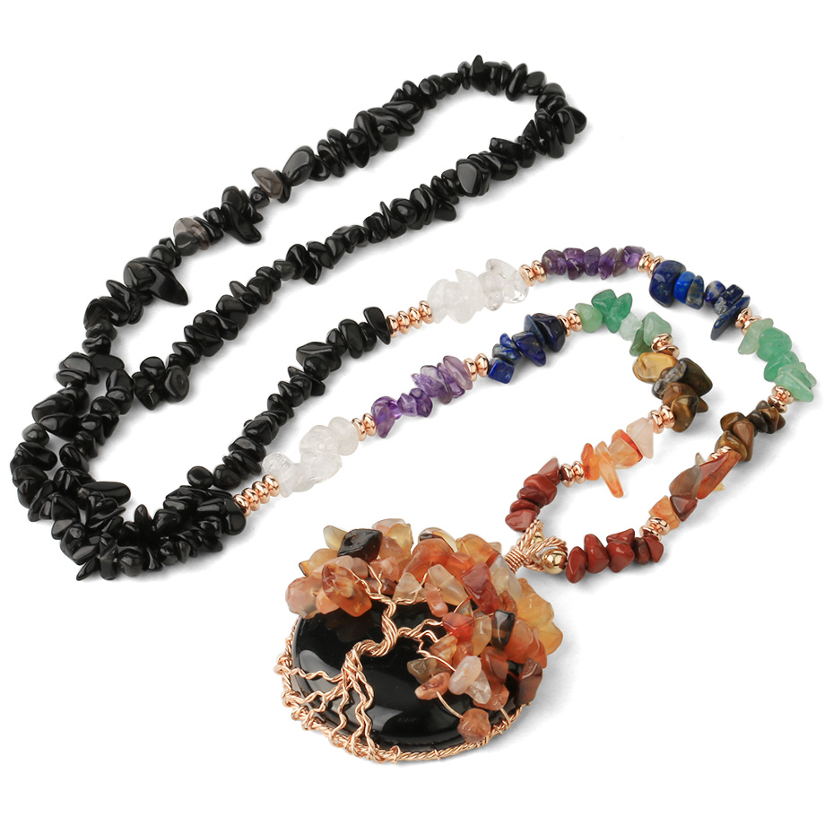 Cordon et son Pendentif Reiki en Onyx "Stabilité & Maîtrise de soi" - Arbre de vie