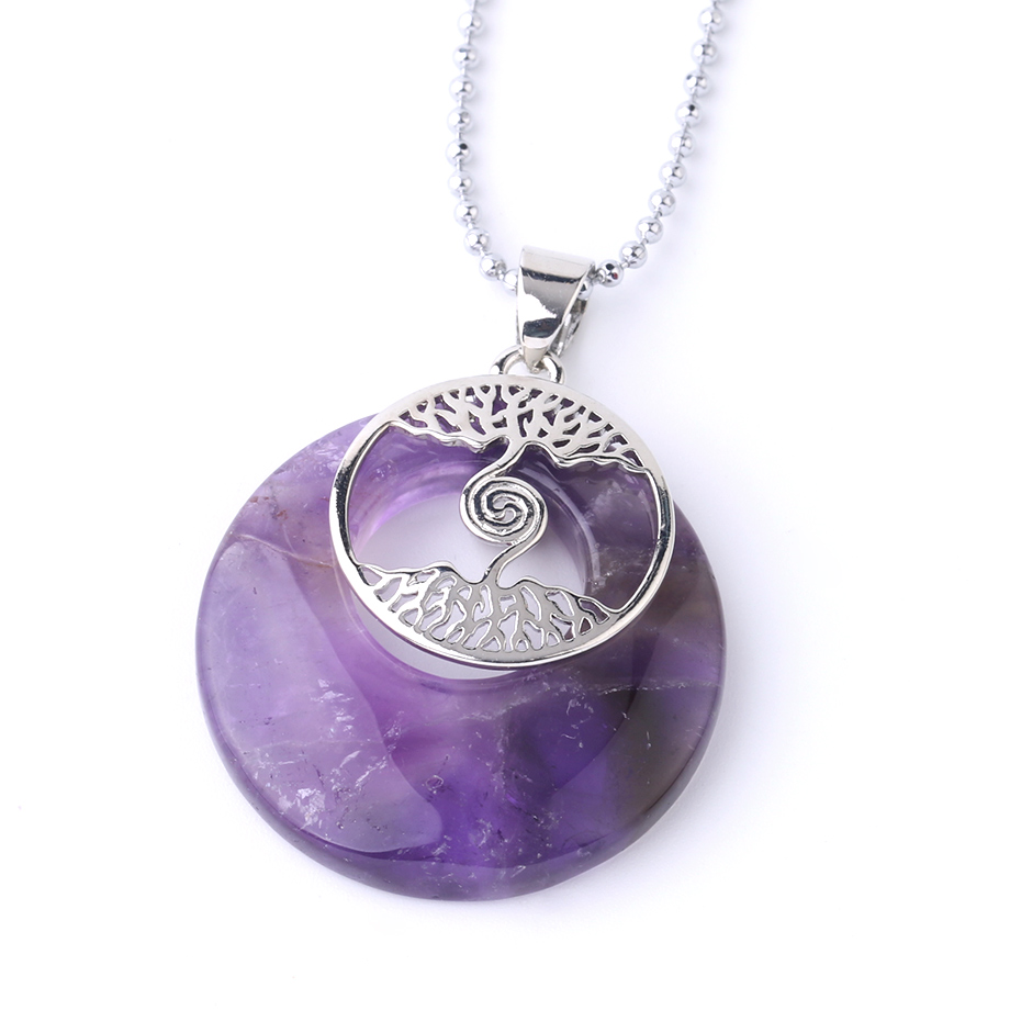 Chaîne et son Pendentif Reiki en Améthyste "Force & Sagesse" - Arbre de vie