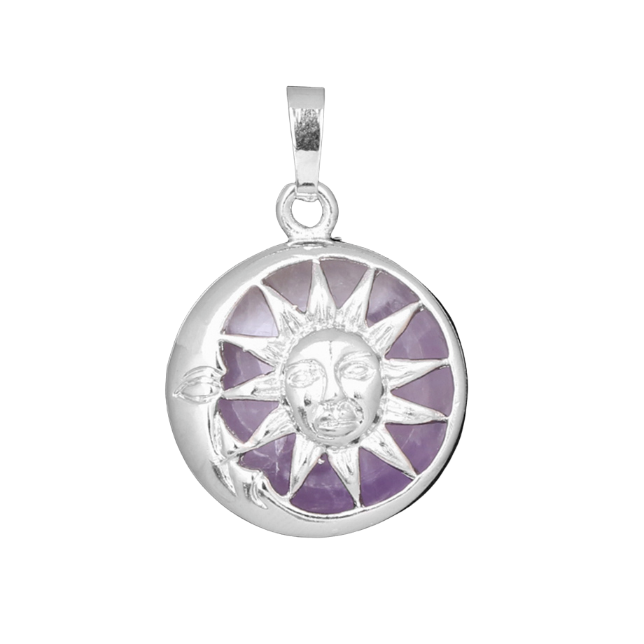 Pendentif en Améthyste "Force & Sagesse" - Soleil & Lune