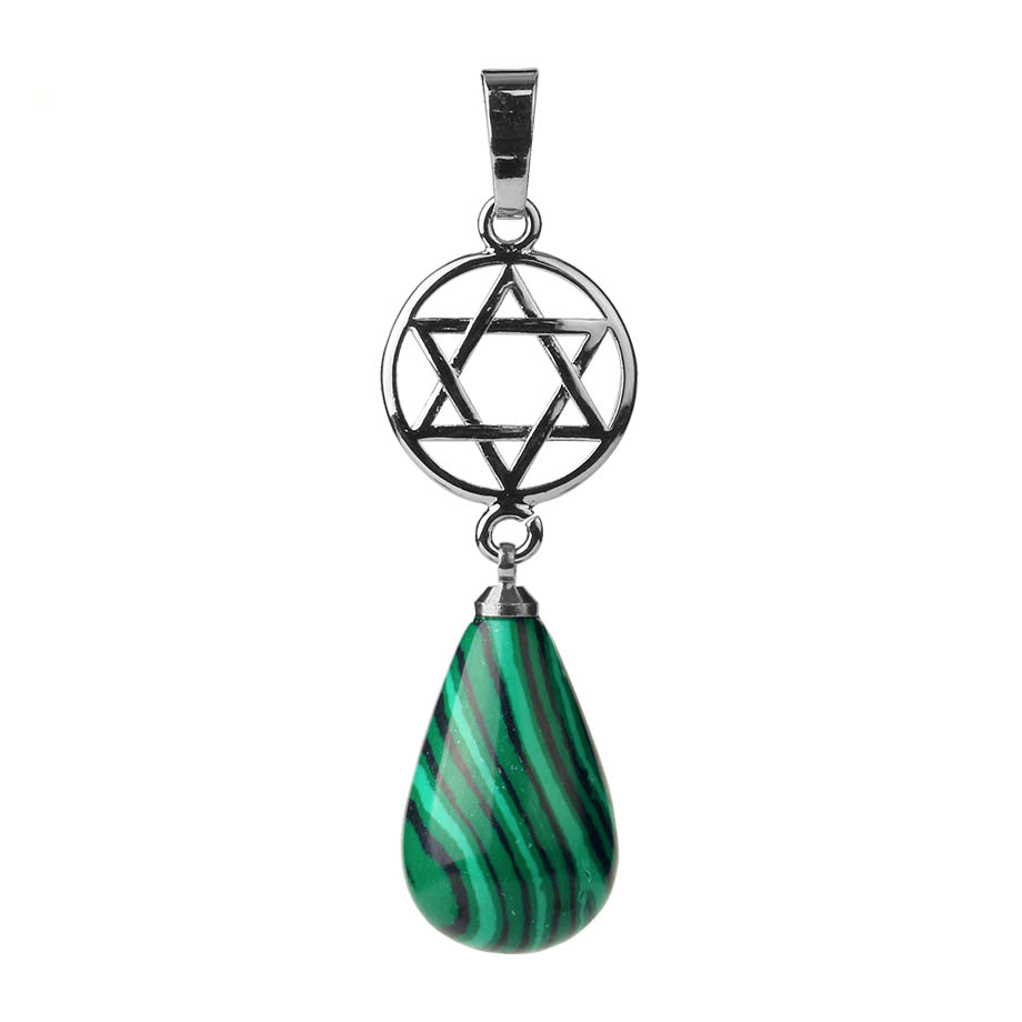 Pendentif en Malachite "Protection & Clairvoyance" - Goutte & Étoile