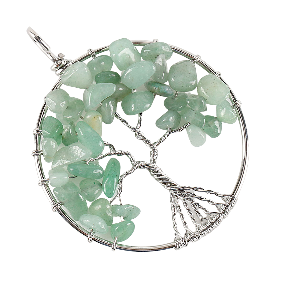 Pendentif en Aventurine verte "Développement & Épanouissement" - Arbre de vie