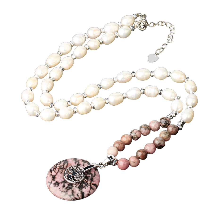 Cordon et son Pendentif en Rhodonite "Amour & Bienveillance"