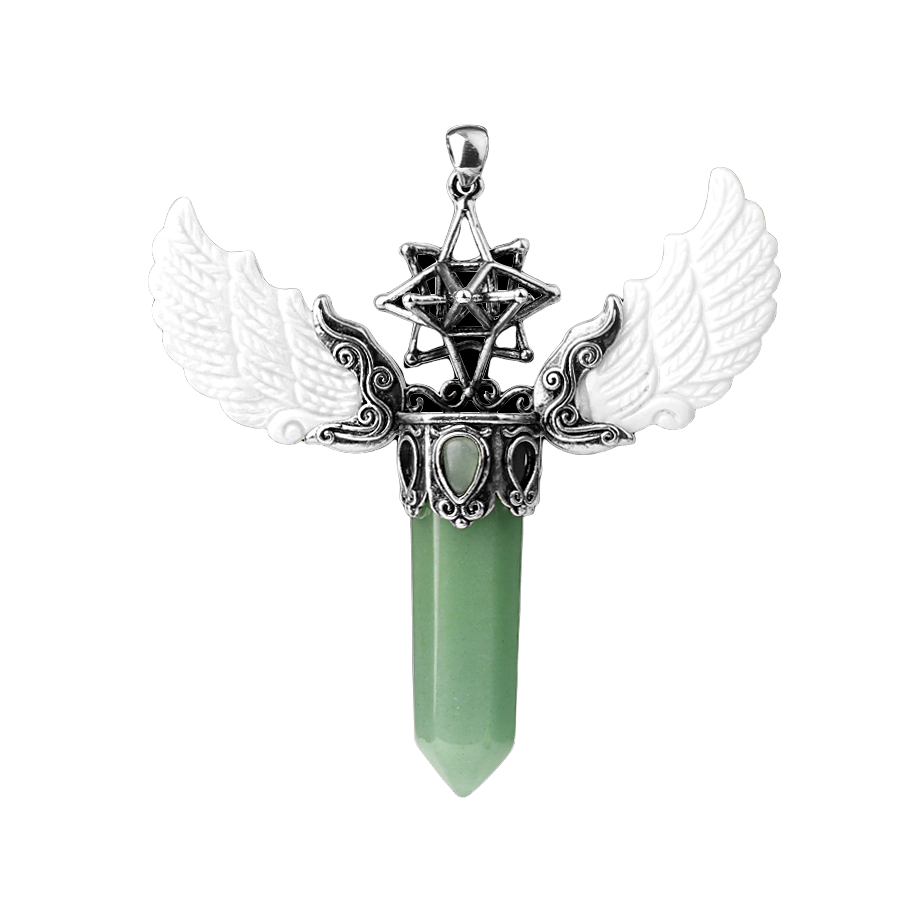 Pendentif en Aventurine verte "Développement & Épanouissement" - Ailes d'ange