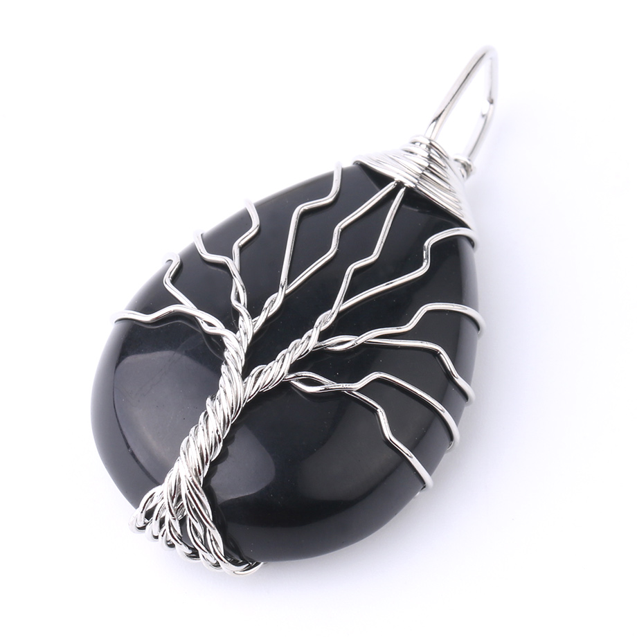 Pendentif Reiki en Onyx "Stabilité & Maîtrise de soi" - Arbre de vie