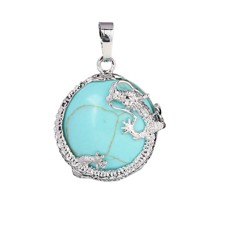 Pendentif Guérison en Turquoise "Stabilité & Empathie" - Dragon