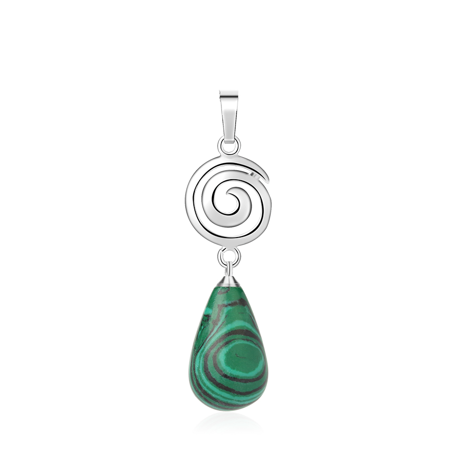 Pendentif en Malachite "Protection & Clairvoyance" - Goutte