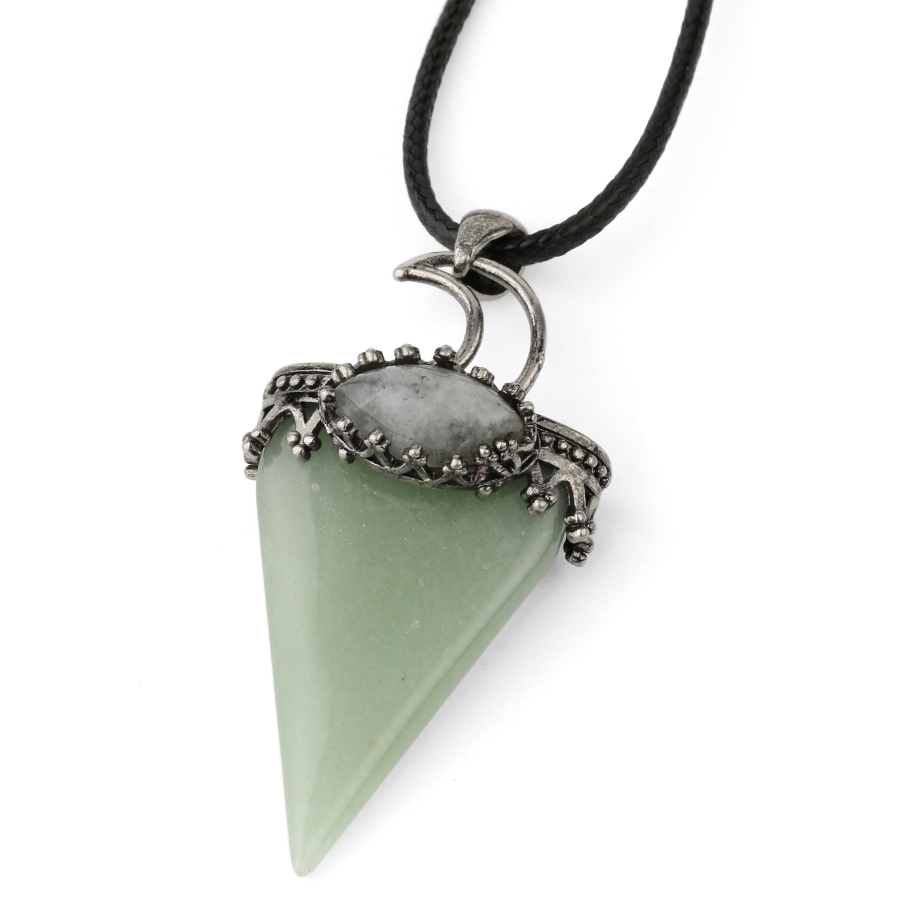 Cordon et son Pendentif en Aventurine "Chance & Fortune" - Lune