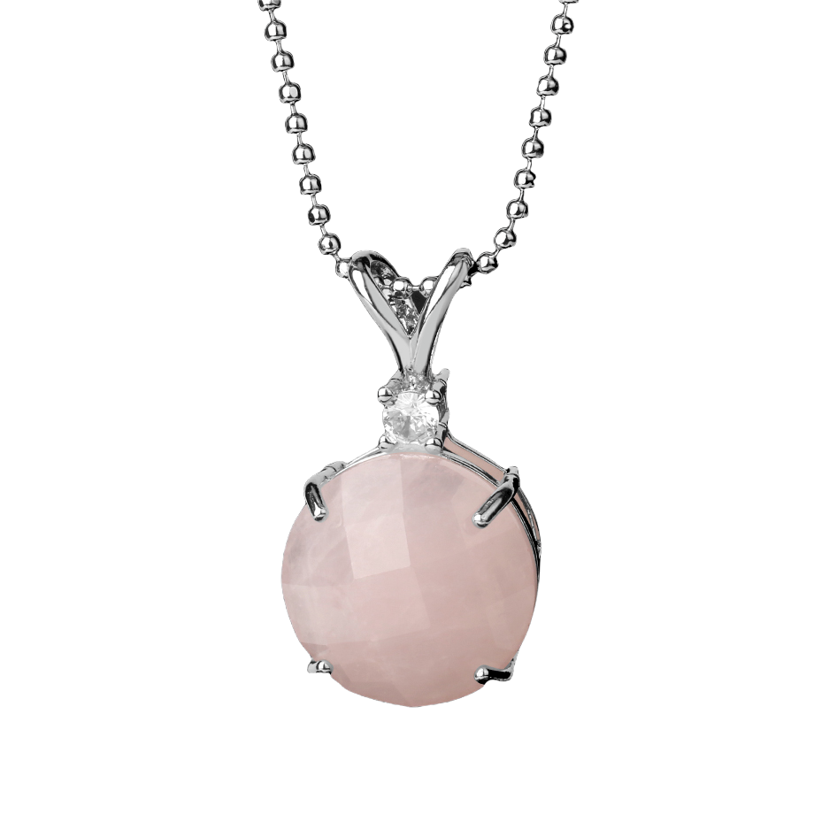 Chaîne et son Pendentif Guérison en Quartz rose "Amour & Confiance en soi"