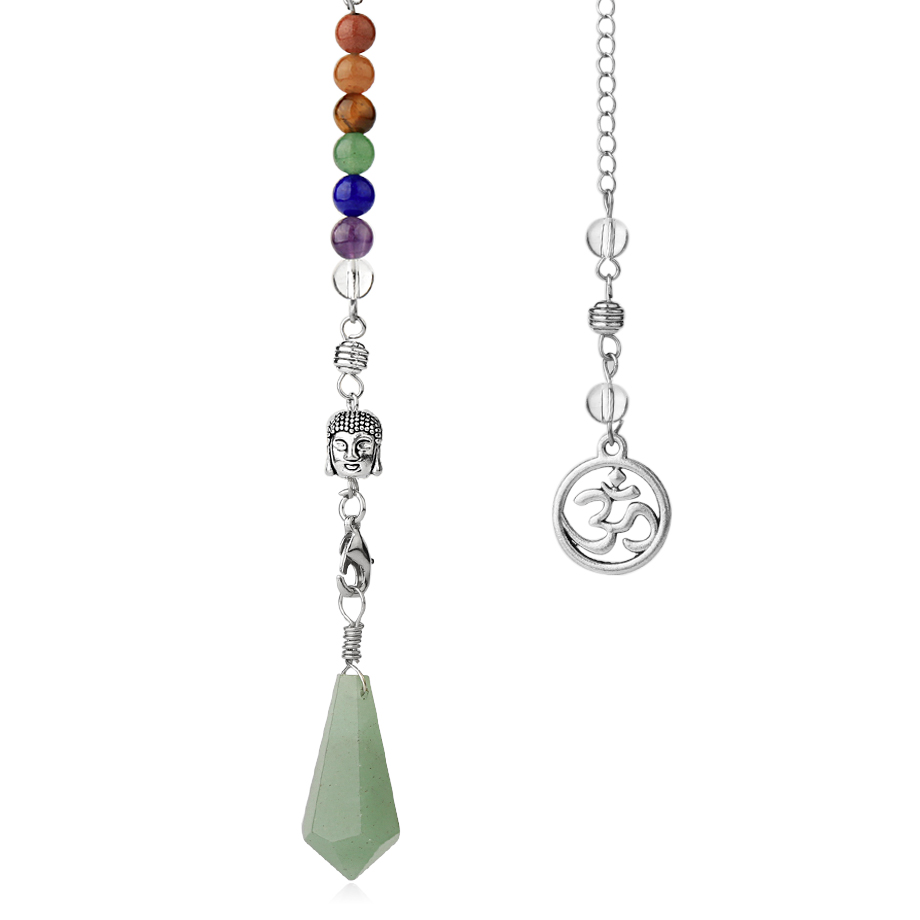 Pendule Sept Chakras en Aventurine verte "Développement & Épanouissement" - Om